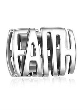 Sterling Silver Faith Charm Bead 925 Bracelet Charm Fits Snake Chain Gift